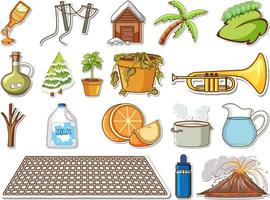 Sticker set of mixed daily objects vector