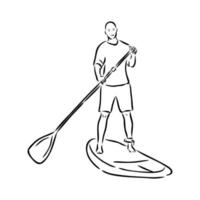 bosquejo del vector de paddleboarding