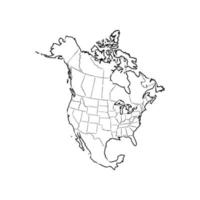 bosquejo del vector del mapa de américa del norte