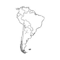 bosquejo del vector del mapa de américa del sur