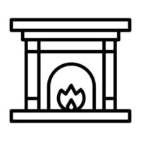 Fireplace Line Icon vector