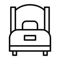 icono de línea de cama individual vector