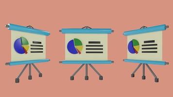 Set of presentation boards with pie charts, 3d Render Illustration photo