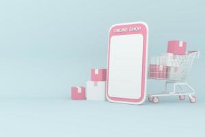 3d rendering background for shoppping online and marketing concept. photo