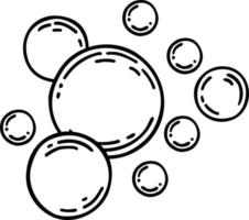 burbujas de jabón. vector dibujado a mano. limpieza o cuidado del cuerpo. Burbujas de jabón de dibujos animados de fideos aislados vectoriales, estilo boceto