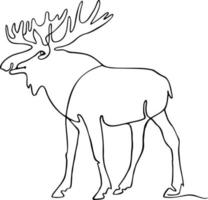 One continuous drawing line portrait elk, roe deer. vector