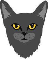 ilustración de vector de cabeza de gato negro. icono de gato de dibujos animados simple. silueta negra de un gato