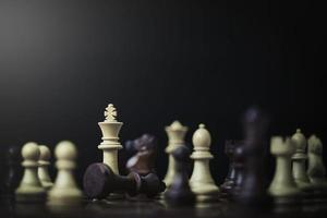 Chess game in competition success play, concept strategy and successful management or leadership