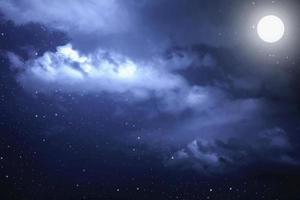 Starry night sky with stars and moon in cloudscape background photo