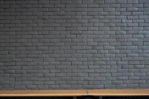 Empty top wood shelves and old brick wall texture background. product display template photo