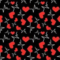 Seamless pattern with heart icon with heartbeat symbol vector