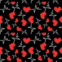 Seamless pattern with heart icon with heartbeat symbol vector