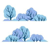 Set of winter trees. White snow on the branches vector