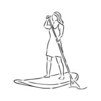 bosquejo del vector de paddleboarding