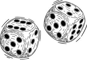 Game dice in flight Sketch vector