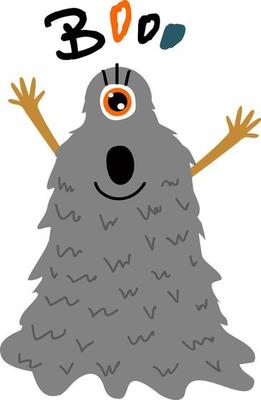 Cartoon monster. Cute creature with funny face, little funny horror character, humorous character for mascot, monsters vector illustrations for stickers