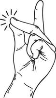 Easy gesture. Snapping finger magic gesture sketch drawing vector