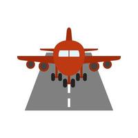 Plane on Runway Flat Color Icon vector