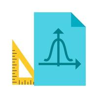 Set Square and Graph Flat Color Icon vector