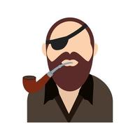 Pirate with Smoking Pipe Flat Color Icon vector