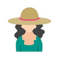 chica con sombrero casual icono de color plano vector