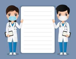 Vector cute cartoon doctor wearing medical mask