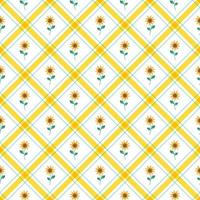 lindo elemento de girasol amarillo verde raya diagonal línea rayada inclinación a cuadros tartán búfalo scott guinga patrón ilustración papel de regalo, alfombra de picnic, mantel, bufanda vector