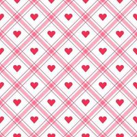 Cute Heart Love Caring Valentines Day Element Red Pink Diagonal Stripe Striped Line Tilt Checkered Plaid Tartan Buffalo Scott Gingham Pattern Square Background Vector Cartoon Illustration Tablecloth