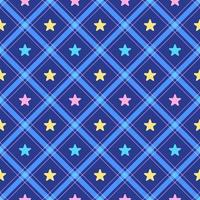 Cute Star Space Shine Sparkle Dark Night Sky Element Rainbow Pastel Diagonal Stripe Striped Line Tilt Checkered Plaid Tartan Buffalo Scott Gingham Pattern Square Background Vector Cartoon Illustration
