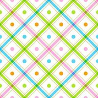 Cute Polkadot Circle Round Dot Geometry Element Rainbow Pastel Diagonal Stripe Striped Line Tilt Checkered Plaid Tartan Buffalo Scott Gingham PatternSquare Background Vector Cartoon Illustration Cloth