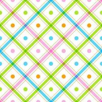 Cute Polkadot Circle Round Dot Geometry Element Rainbow Pastel Diagonal Stripe Striped Line Tilt Checkered Plaid Tartan Buffalo Scott Gingham PatternSquare Background Vector Cartoon Illustration Cloth