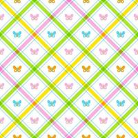 Cute Beautiful Butterfly Insect Element Rainbow Pastel Diagonal Stripe Striped Line Tilt Checkered Plaid Tartan Buffalo Scott Gingham Pattern Square Background Vector Cartoon Illustration Tablecloth