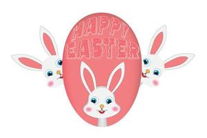 Happy easter egg with bunny rabbit illustration vector