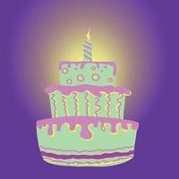 cake with burning candles vector