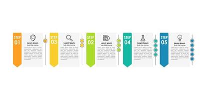 Business process chart infographics with 5 step, timeline infograph elements. Company presentation slide template. Modern vector info graphic layout design.