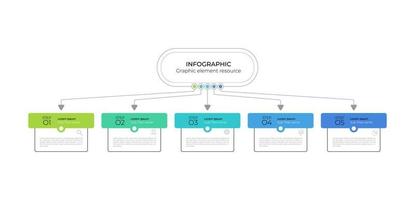 Flat Infographics 5 process flow design vector and marketing can be used for workflow layout, diagram, annual report presentation and timeline.