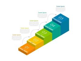 diseño infográfico isométrico con iconos y 5 opciones de niveles o pasos. infografías para el concepto de negocio. se puede utilizar para pancartas de presentaciones, diseño de flujo de trabajo, diagrama de proceso, diagrama de flujo, gráfico de información vector