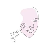 cepillo facial mujer cara belleza herramienta dibujo lineal vector