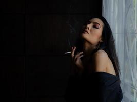 Asian women in lingerie are smoking in the house photo