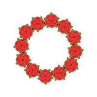 Roses Wreath Flat Color Icon vector