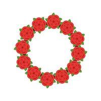 Roses Wreath Flat Color Icon vector