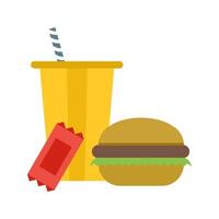 almuerzo, plano, color, icono vector