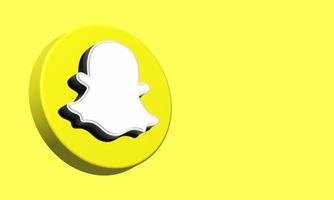 icono de botón de círculo de snapchat 3d. plantilla elegante espacio en blanco foto