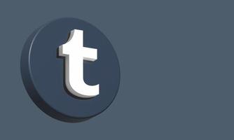 Tumblr Circle Button Icon 3D. Elegant Template Blank Space