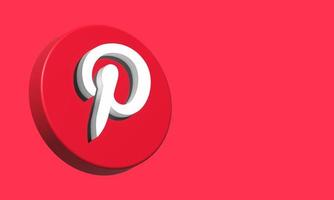 Pinterest Circle Button Icon 3D. Elegant Template Blank Space photo