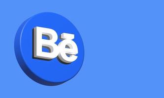 Behance Circle Button Icon 3D. Elegant Template Blank Space photo