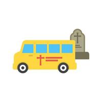 Van Leaving Graveyard Flat Color Icon vector