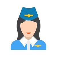 Flight Attendant Flat Color Icon vector