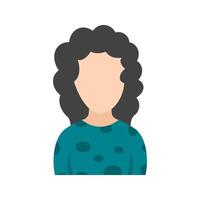 Girl with Curly Hair Flat Color Icon vector