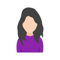 Girl with Long Hair Flat Color Icon vector